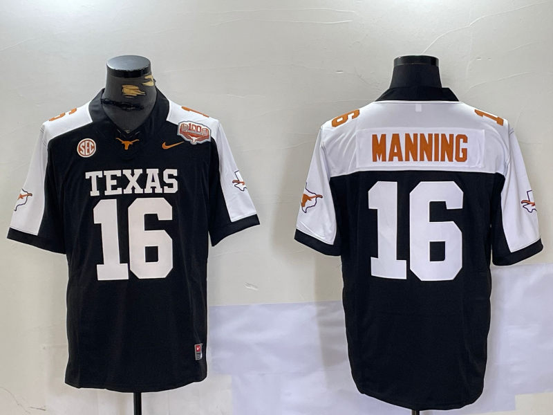 Men's Texas Longhorns Arch Manning #16 Black Jersey